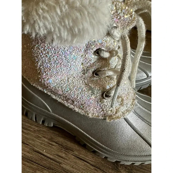 London Fog Collection Faux Fur Glitter Snow Boot Size 11 girls winter - Picture 10 of 10